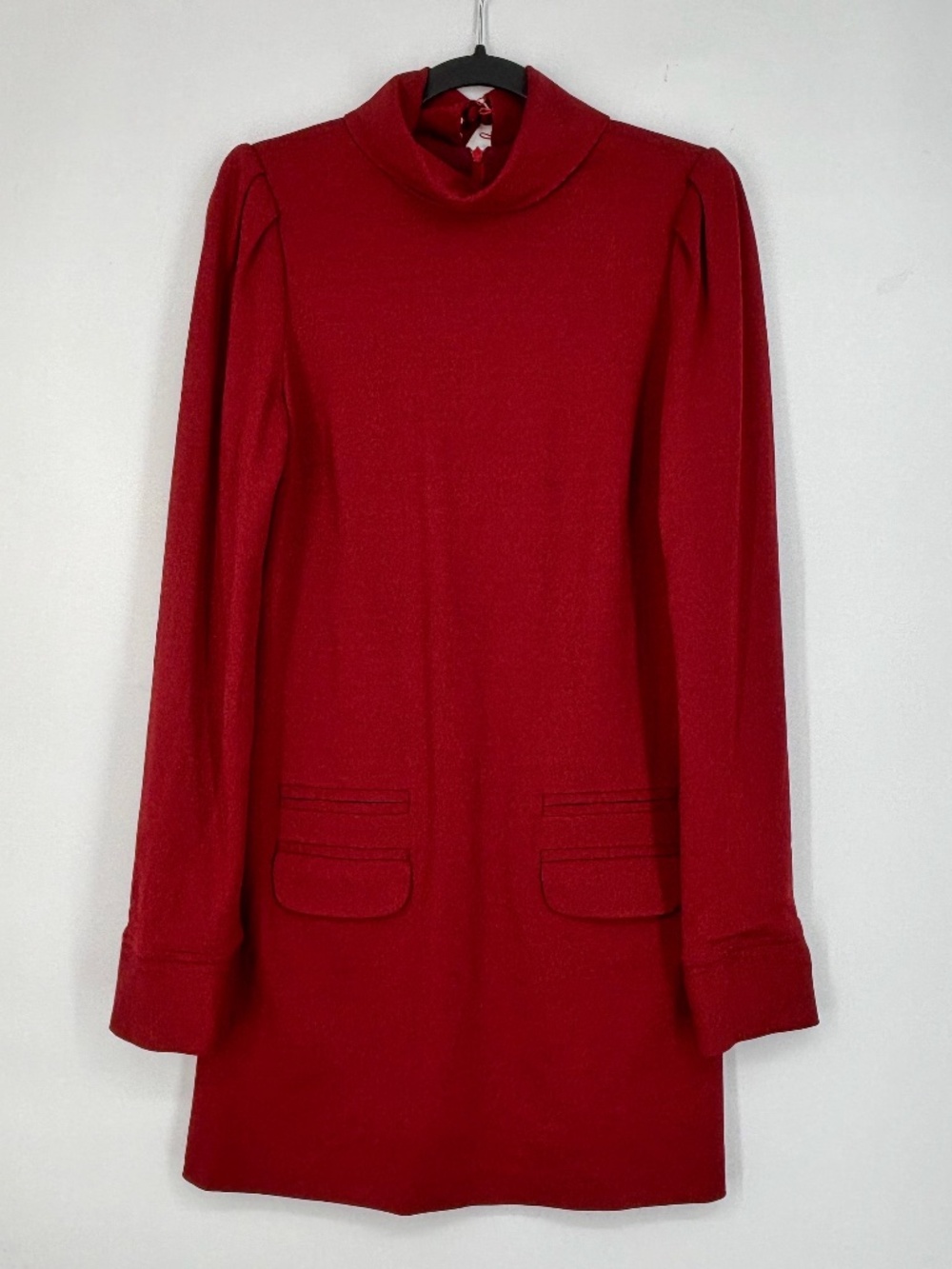 Lu Monteiro Womens Size 40 6 Sheath Dress Burgundy Red Jersey Knit Long Sleeves
